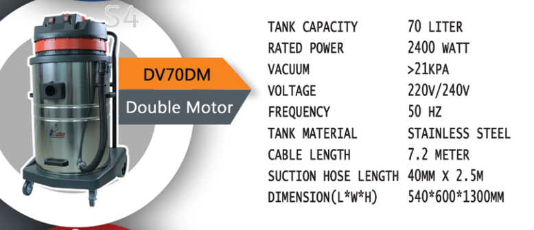 OEM 70L Industrial Wet & Dry Vacuum Cleaner (Dual Motor)