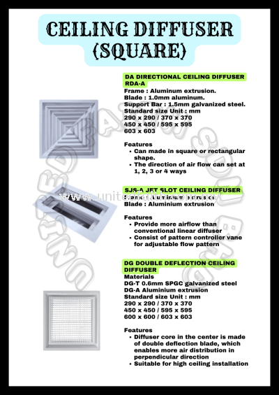 Ceiling Diffuser RDA-A / SJS-A / DG-A/DG-T