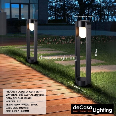 MODERN OUTDOOR BOLLARD LIGHT (L1-G011-BK)