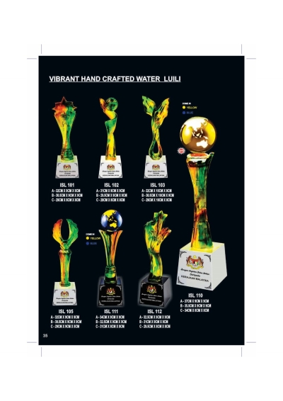 VIBRANT HAND CRAFTED WATER LUILI TROPHY ISL101-ISL112