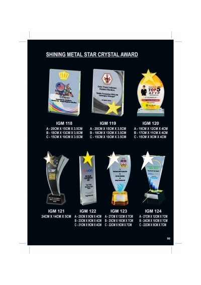 SHINING METAL STAR CRYSTAL AWARD IGM118-IGM123