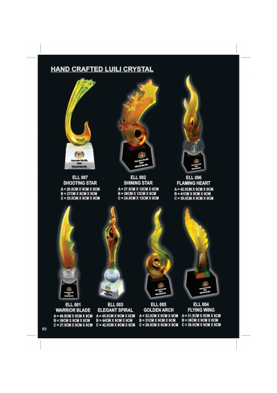 HAND CRAFTED LUILI CRYSTAL TROPHY ELL001-ELL007