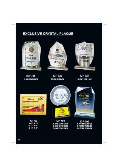 CRYSTAL PLAQUES & TROPHY IPC701 - ICP727