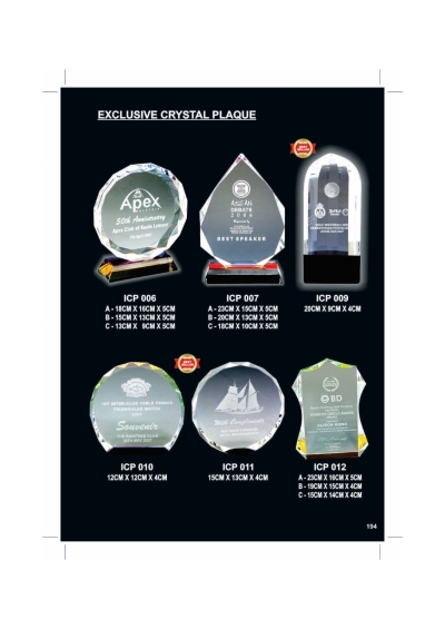 EXCLUSIVE CRYSTAL TROPHY ICP006- ICP012