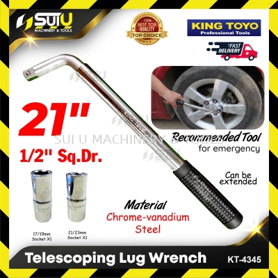 KING TOYO KT-4345 / KT4345 21" Extendable Telescoping Lug Wrench / Master Wrench (1/2" Sq.Dr)