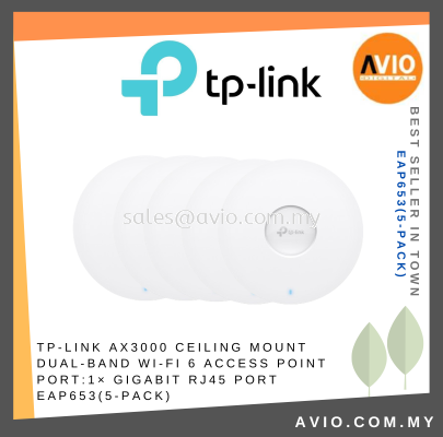 TP-LINK AX3000 Ceiling Mount Dual-Band Wi-Fi 6 Access Point PORT:1 Gigabit RJ45 Port EAP653(5-pack)