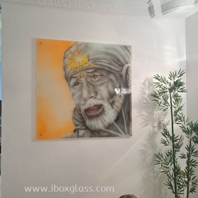 Sai Baba Sandblasted Glass Painting