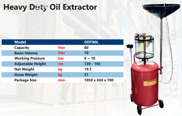 HEAVY DUTY 80L PNEUMATIC OIL EXTRACTOR (WITH 10L VIEW GLASS)