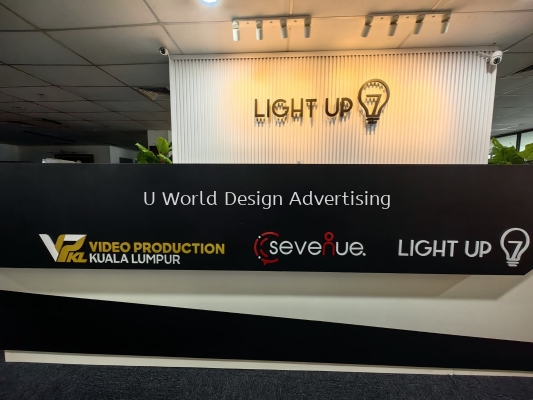 3D Box Up Indoor Company Logo Signage | Office Pejabat Front Desk Reception Wall Deco | Manufacturer Supplier Installer | Malaysia