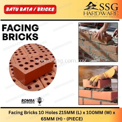 Facing Bricks 10 Holes 215MM (L) x 100MM (W) x 65MM (H) - (PIECE)