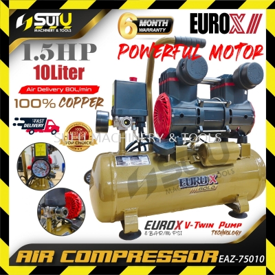 [COMPRESSOR ONLY] EUROX EAZ-75010 / EAZ75010 1.5HP 8Bar 10L Air Compressor / Kompressor 2850RPM