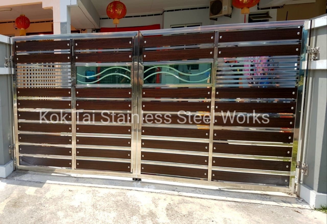 Stainless Steel Mix Glass Gate - Johor Bahru Stainless Steel Mix Glass Gate Malaysia Reference Renovation Design 