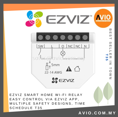 EZVIZ Smart Home Wi-Fi Relay Easy Control via EZVIZ App, Multiple Safety Designs, Time Schedule T35