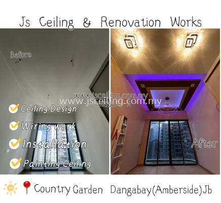 Cornices Ceiling Design #CountryGardenDangaBay #Amberside #Jb. #MasterBedRoom 2side Lightholder design #included Wiring #Led Downlight #Inner Light Led strip #Free On-site Quotations. #Free on-site Measurement. # Whatsapp John H/p 0167211148