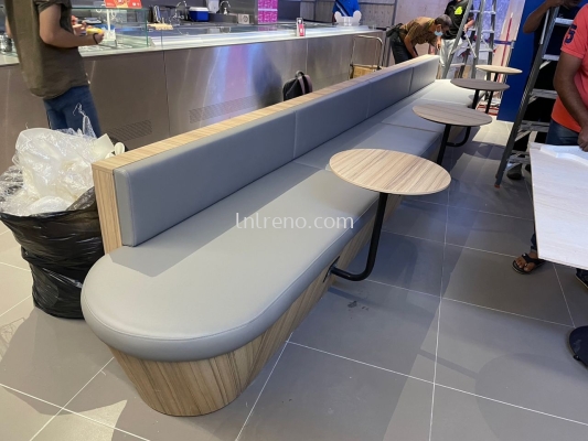 Custom made bench seating with cushion in PJ Selangor Malaysia #Bench Design #Carpentry works #cushion #Fabric #plywood #laminate #veneer #spray paint