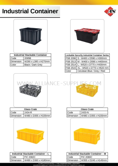 Industrial Stackable Container / Lockable Security Industrial Container Series / Glass Crate / Industrial Stackable Container