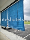 Bamboo Blind with Blue Canvas Hotel Curtain Design 