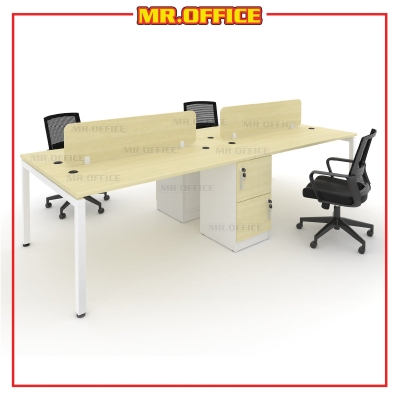 MM-SERIES 4-SEATERS WORKSTATION (COLOR : WHITE & MAPLE)