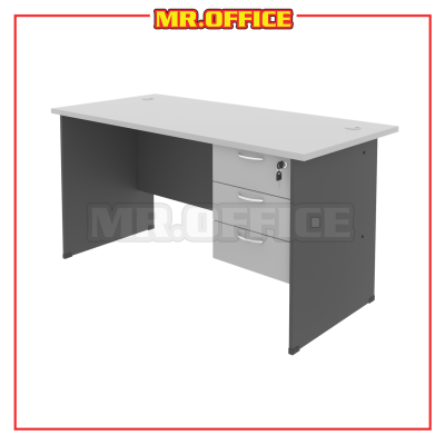 G-SERIES RECTANGULAR TABLE SET WITH 3-DRAWERS FIXED PEDESTAL (COLOR : DARK GREY & LIGHT GREY)