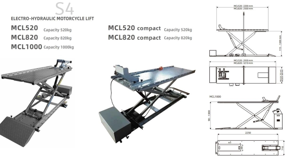 1000KG (1Ton) MCL-1000 Electro-Hydraulic Motorcycle Lift