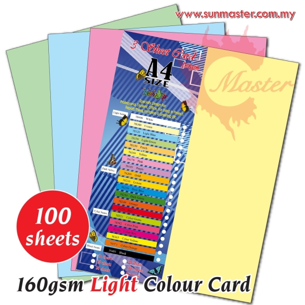 A4 160gsm Light Colour Card (100s)