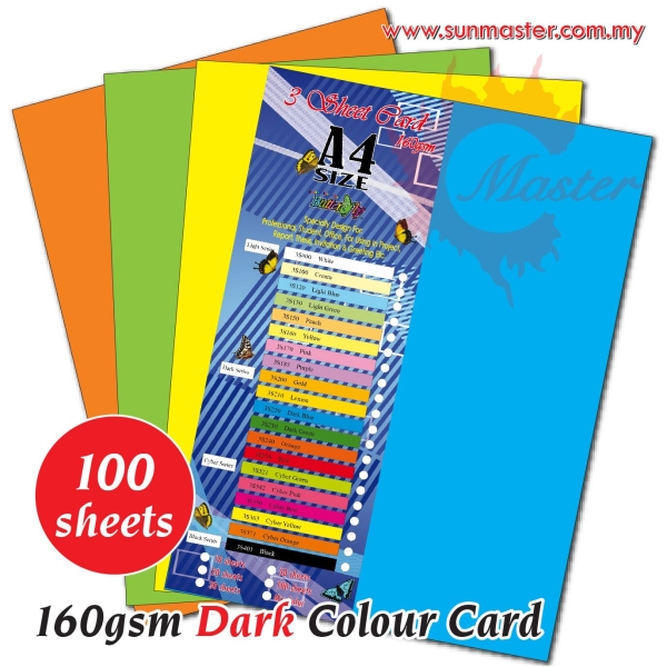 A4 160gsm Dark Colour Card (100s)