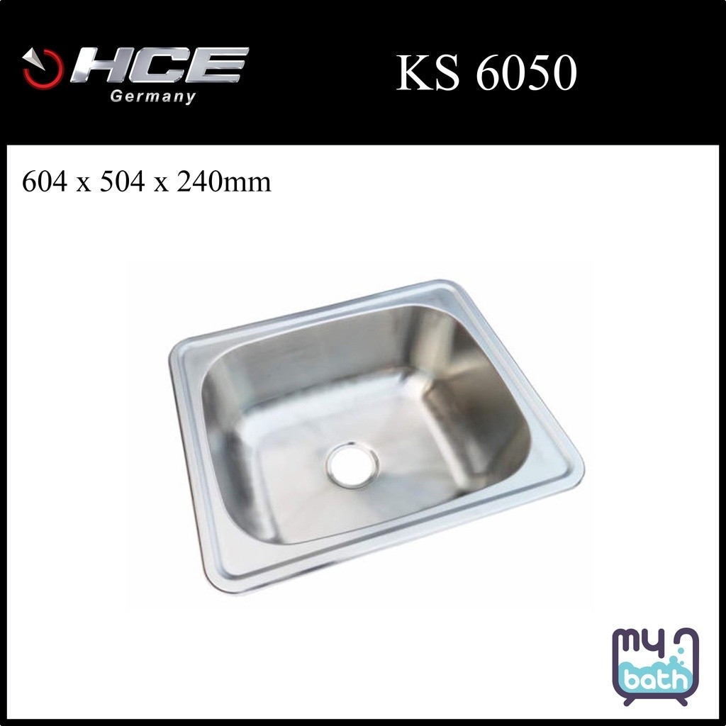 HCE KS 6050 Single Bowl Top Mount Stainless Steel Kitchen Sink with Waste Sinki Keluli Tahan Karat Sinki Dapur Carta Pilihan Warna Corak
