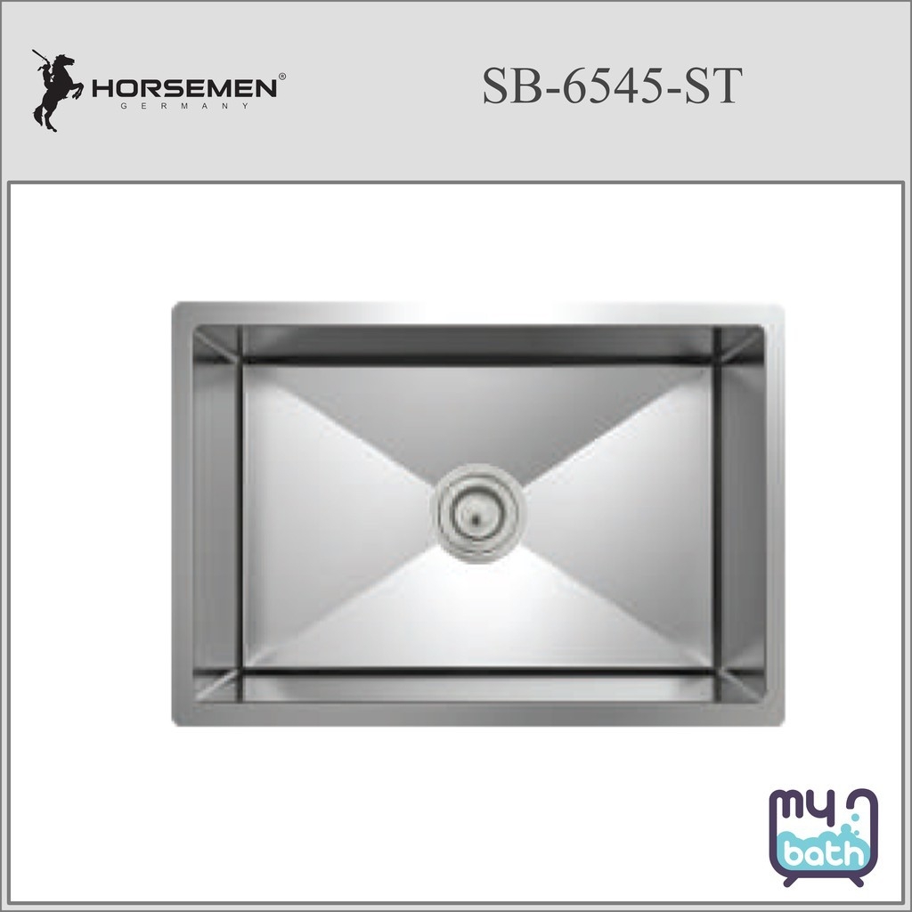 Horsemen HM-SB-6545-ST Single Bowl Undermount Stainless Steel Kitchen Sink with Waste Sinki Keluli Tahan Karat Sinki Dapur Carta Pilihan Warna Corak