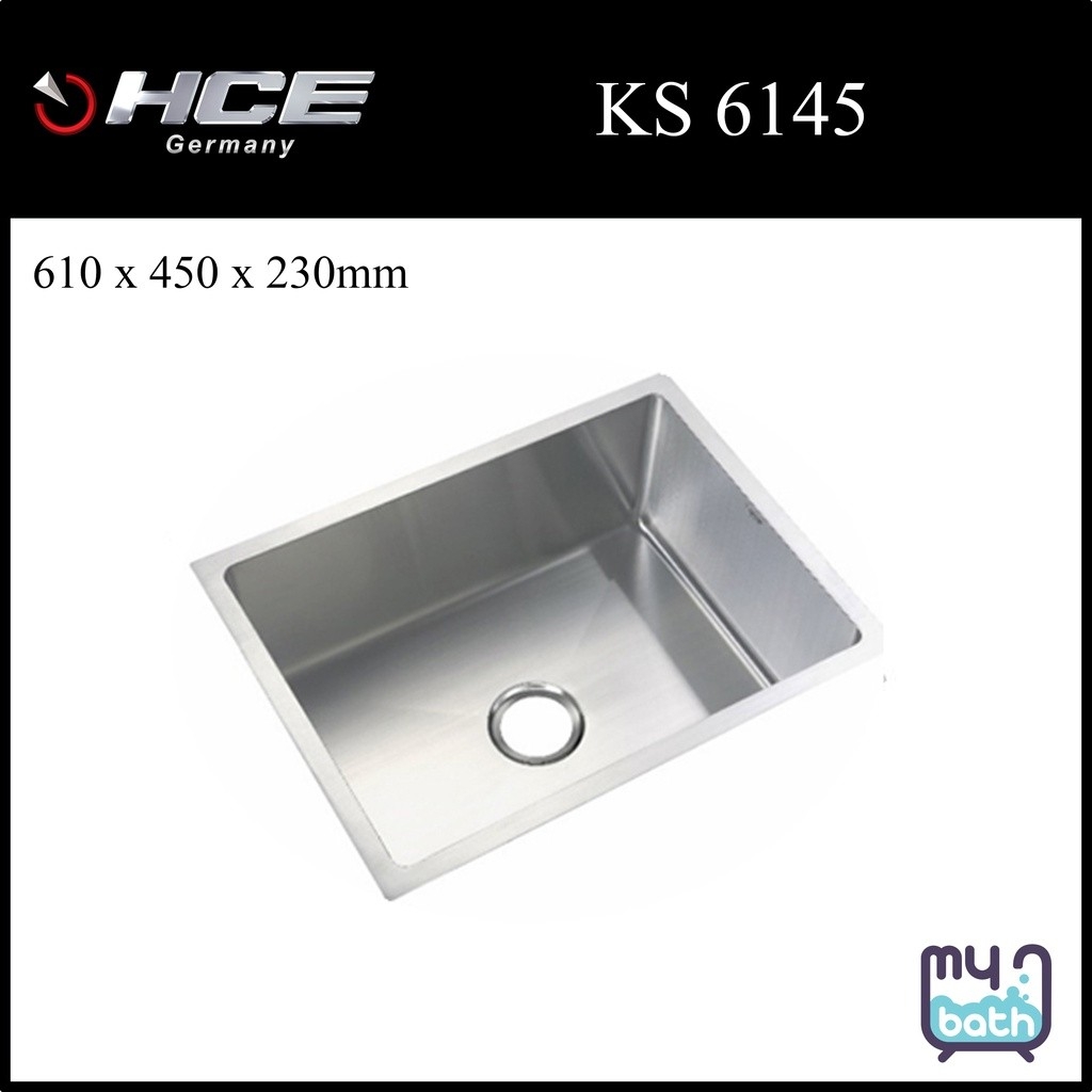 HCE KS 6145 Single Bowl Undermount Stainless Steel Kitchen Sink with Waste Sinki Keluli Tahan Karat Sinki Dapur Carta Pilihan Warna Corak