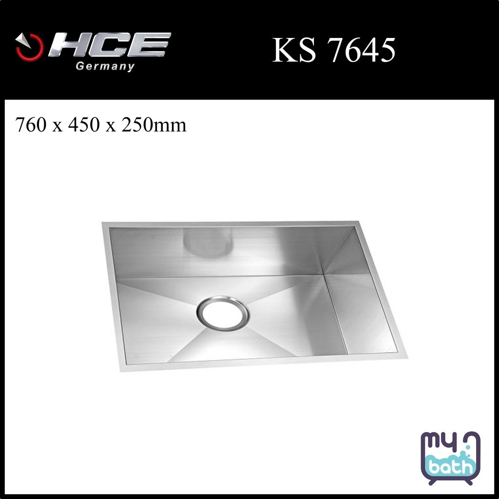 HCE KS 7645 Single Bowl Undermount Stainless Steel Kitchen Sink with Waste Stainless Steel Sink Kitchen Sink Choose Sample / Pattern Chart