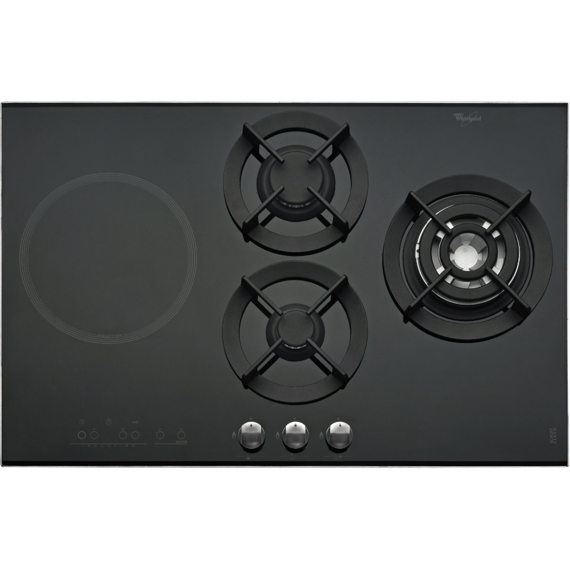 4 Burner Gas on Glass Induction and Gas Hob in Black AKT 477 IX Whirlpool Gas Hobs Gas Hobs & Gas Cooker  Choose Sample / Pattern Chart