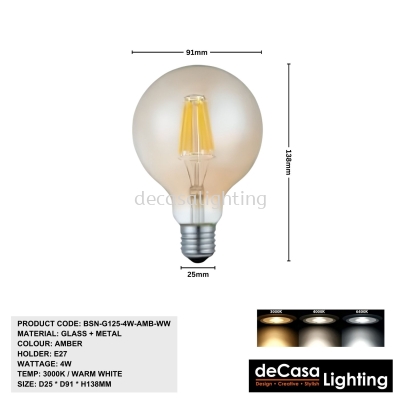 LED FILAMENT BULB (G125-AMB)