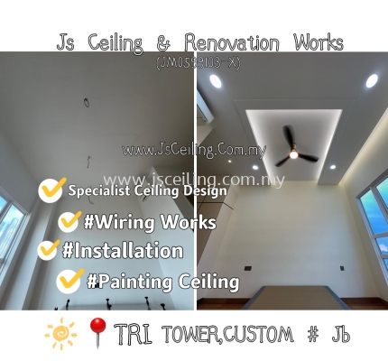 Cornices Ceiling Design #TriTower Apartment #Capri#Custom #Jb# UShape Lightholder  design #included Wiring #Led EyeBall #Inner Light Led strip ,& Installation #Free On-site Quotations. #Free on-site Measurement. # Boleh Whatsapp John H/p 0167211148