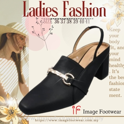 Lady Fashion Pointy Shoe with 2.5 Inch Heel - TF- 758-08- BLACK Colour