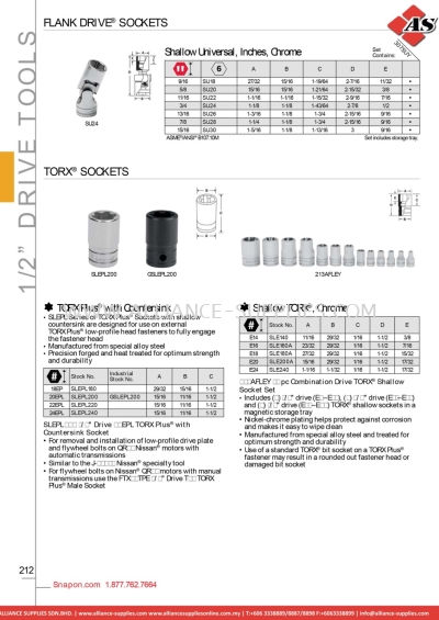 SNAP-ON Flank Drive® Sockets / Torx® Sockets