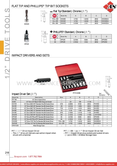 SNAP-ON Flat Tip And Phillips® Tip Bit Sockets / Impact Drivers And Sets 