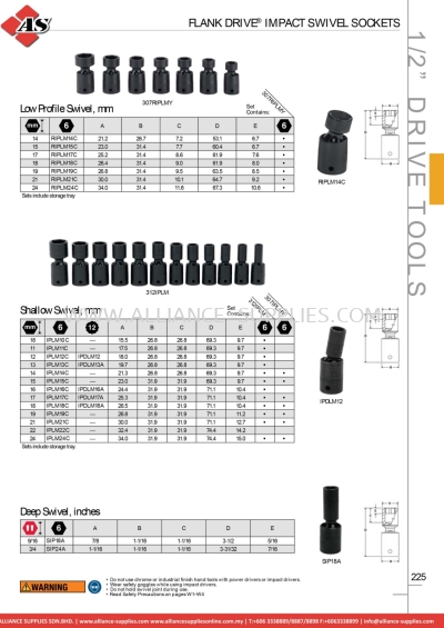 SNAP-ON Flank Drive® Impact Swivel Sockets