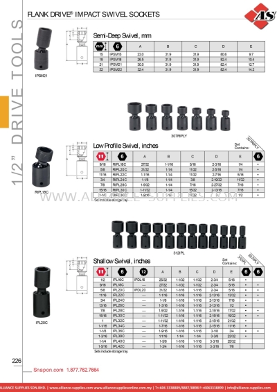 SNAP-ON Flank Drive® Impact Swivel Sockets