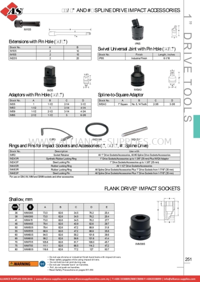 SNAP-ON 1-1/2" And #5 Spline Drive Impact Accessories / Flank Drive® Impact Sockets