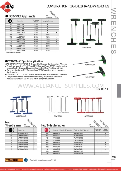 SNAP-ON Combination T- And L-shaped Wrenches