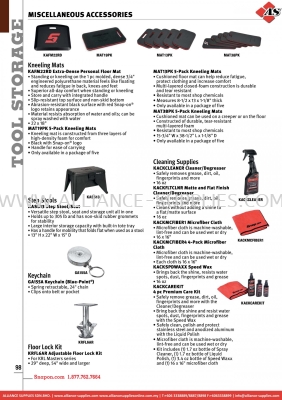 SNAP-ON Miscellaneous Accessories - Kneeling Mats / Step Stools / Keychain / Floor Lock Kit / Cleaning Supplies