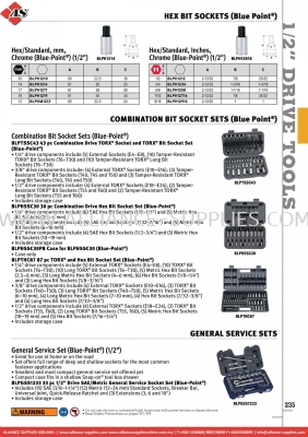SNAP-ON Hex Bit Sockets (Blue Point®) / Combination Bit Socket Sets (Blue Point®) / General Service 