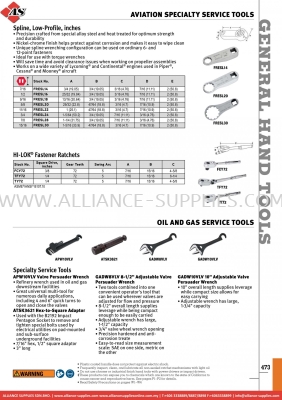 SNAP-ON Spline, Low-Profile, inches / HI-LOK® Fastener Ratchets / Oil And Gas Service Tools
