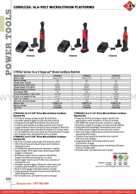 SNAP-ON Cordless: 14.4-Volt Microlithium Platforms