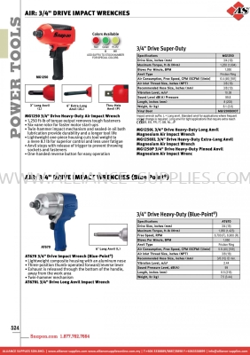 SNAP-ON Air: 3/4" Drive Impact Wrenches / Air: 3/4" Drive Impact Wrenches (Blue Point®)