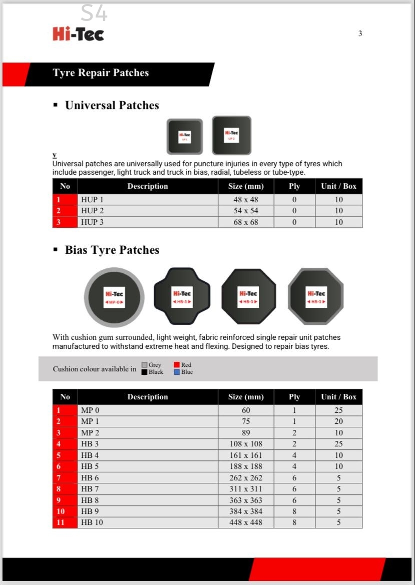 Hi-Tec Tire Repair Patches (Universal Type / Bias Type)