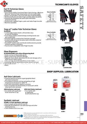 SNAP-ON Technicians Gloves / Shop Supplies: Lubrication