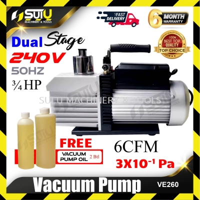 VE260 3/4HP Dual Stage Vacuum Pump 6CFM