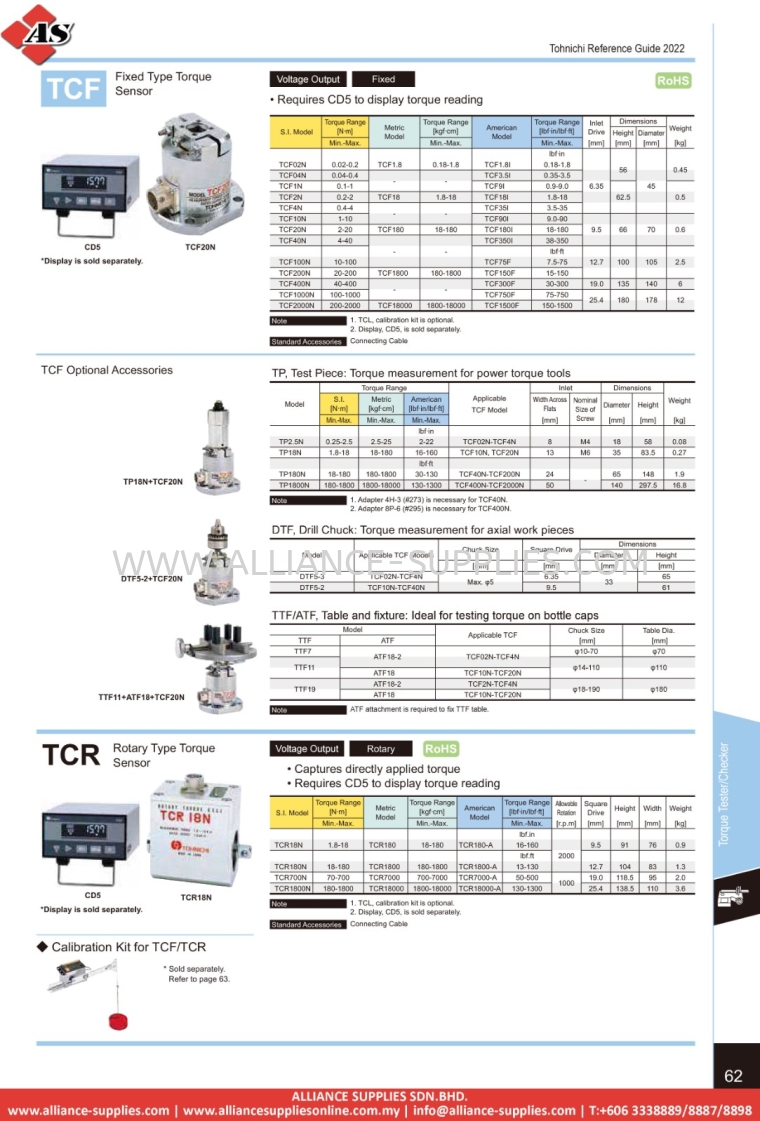 Fixed Type Torque Sensor / TCF Optinal Accessories / Rotary Type Torque ...