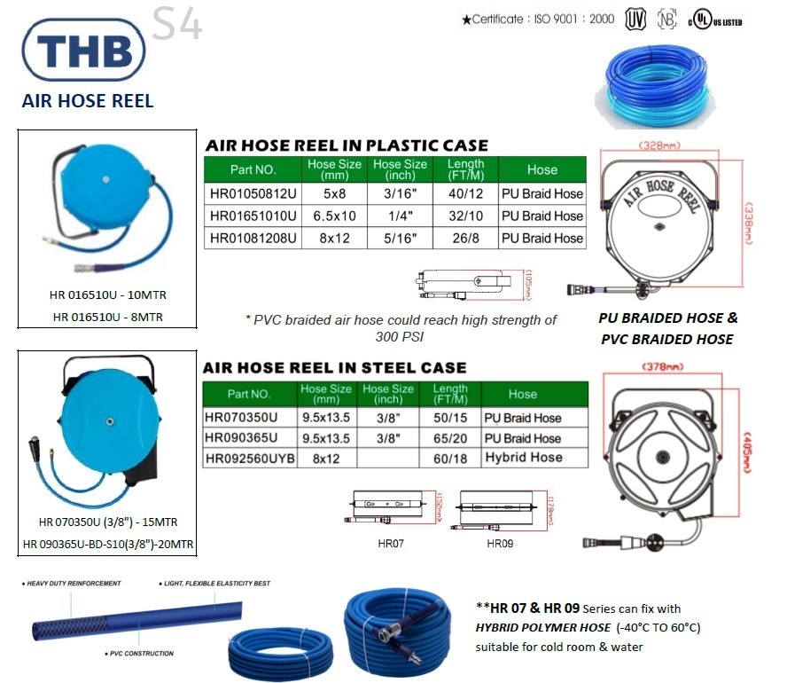 THB (JAPAN) INDUSTRIAL-GRADE AIR HOSE REEL